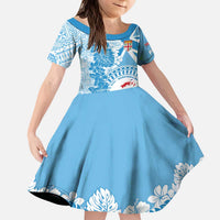 Personalised Fiji Day Kid Short Sleeve Dress Fijian Map Hibiscus Tapa Pattern LT01
