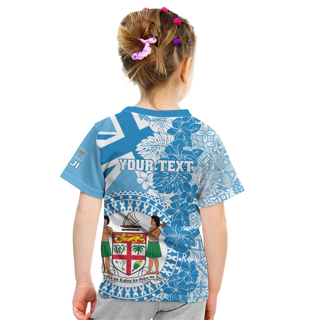 Personalised Fiji Day Kid T Shirt Fijian Map Hibiscus Tapa Pattern LT01 - Polynesian Pride