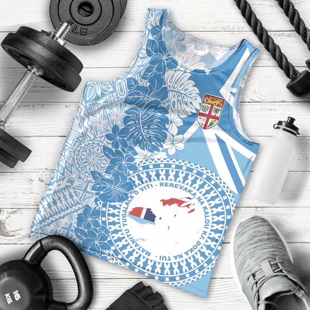 Personalised Fiji Day Men Tank Top Fijian Map Hibiscus Tapa Pattern LT01