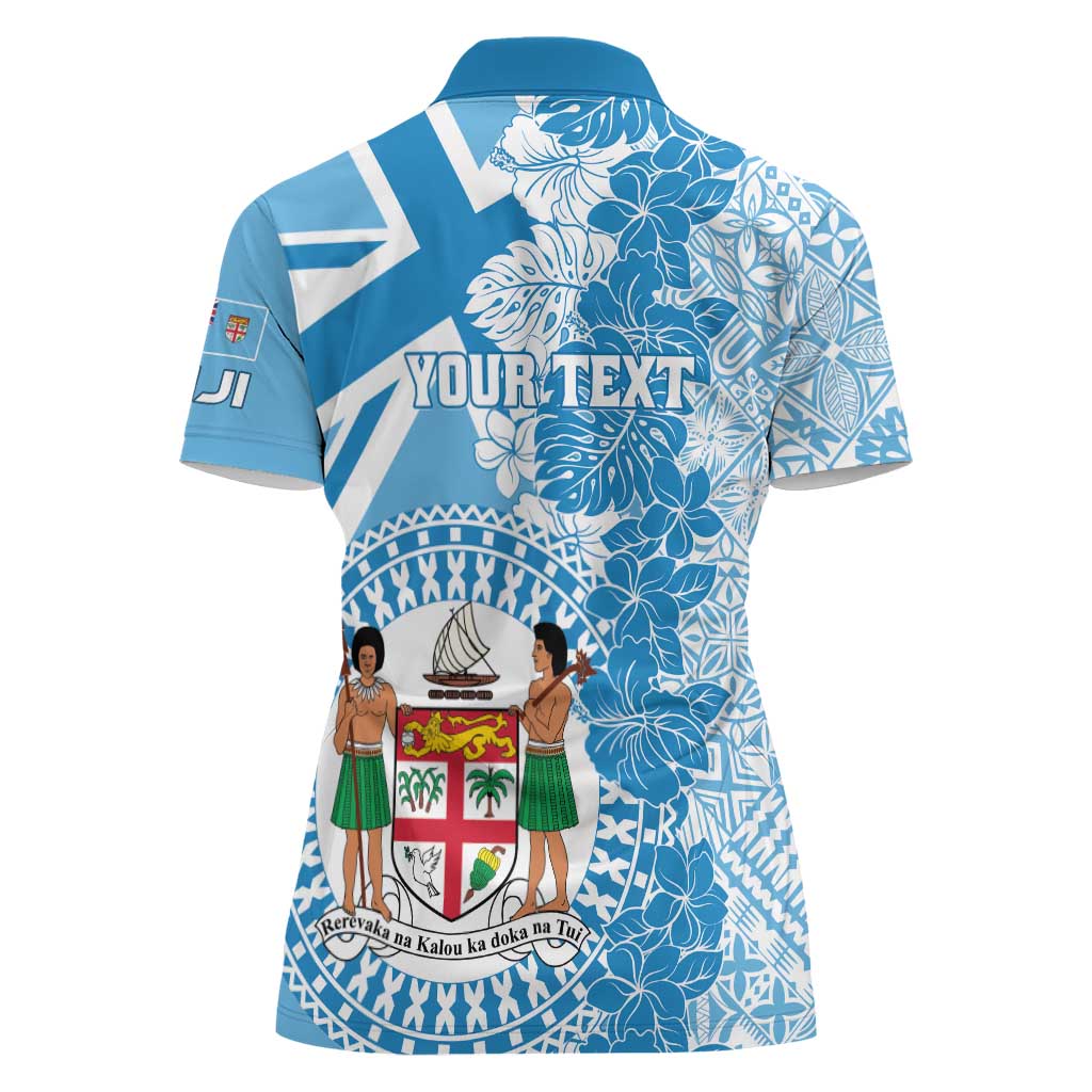 Personalised Fiji Day Women Polo Shirt Fijian Map Hibiscus Tapa Pattern LT01 - Polynesian Pride