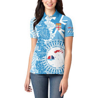 Personalised Fiji Day Women Polo Shirt Fijian Map Hibiscus Tapa Pattern LT01 - Polynesian Pride