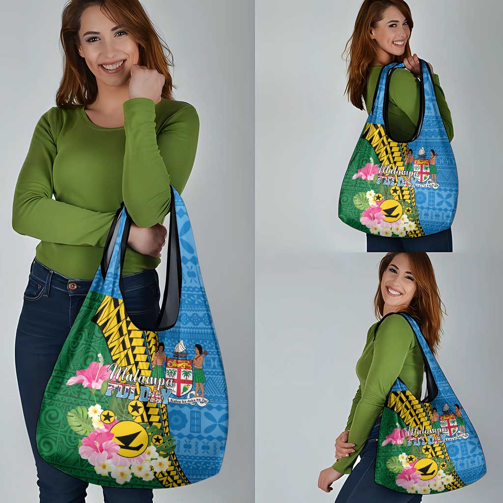 Malampa Fiji Day Grocery Bag Tropical Tapa Pattern