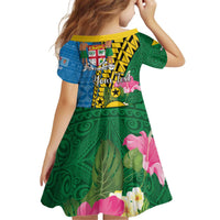 Personalised Malampa Fiji Day Kid Short Sleeve Dress Tropical Tapa Pattern LT01 - Polynesian Pride