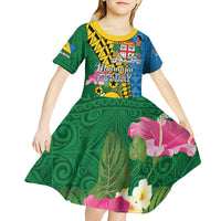 Personalised Malampa Fiji Day Kid Short Sleeve Dress Tropical Tapa Pattern LT01 - Polynesian Pride