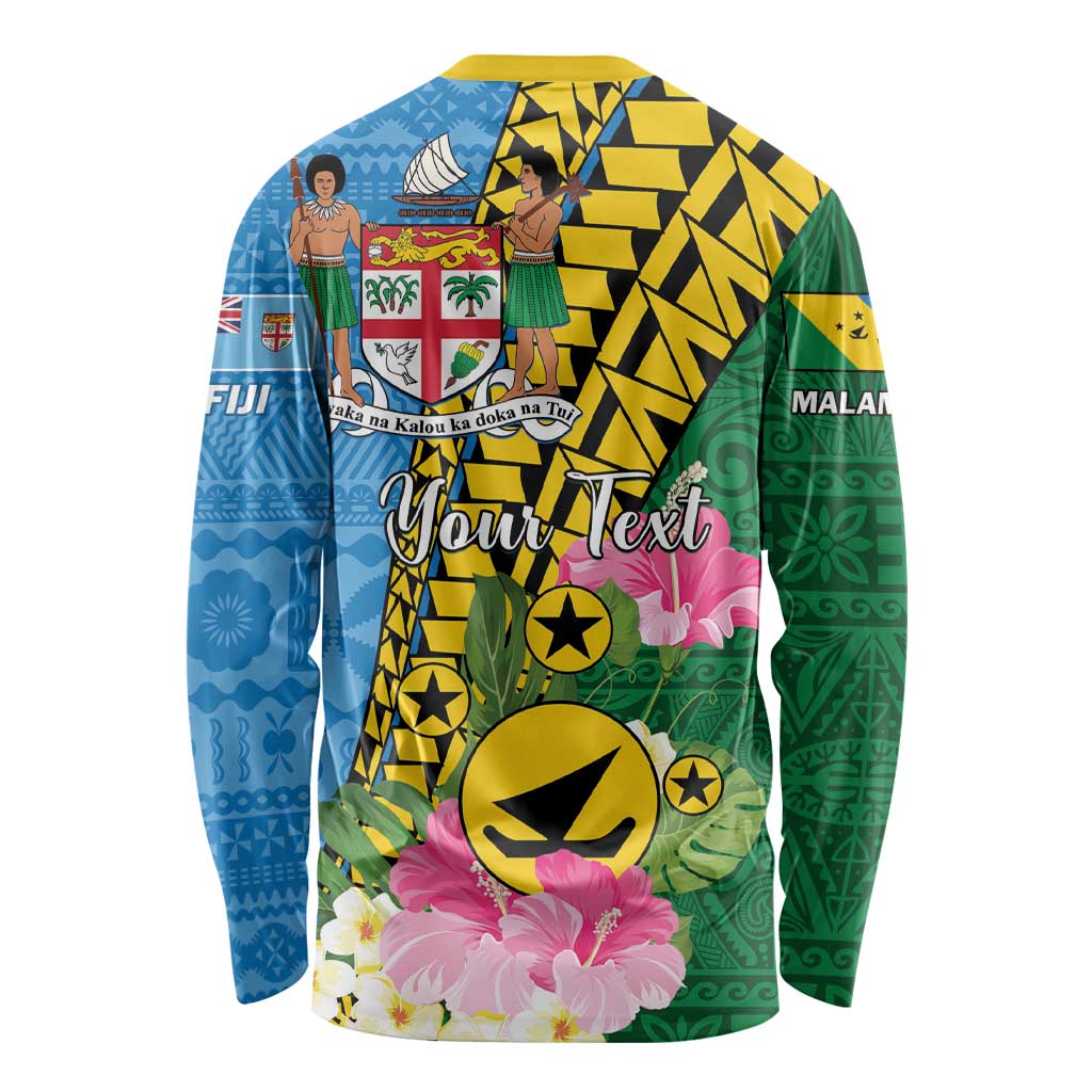 Personalised Malampa Fiji Day Long Sleeve Shirt Tropical Tapa Pattern