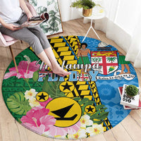 Malampa Fiji Day Round Carpet Tropical Tapa Pattern