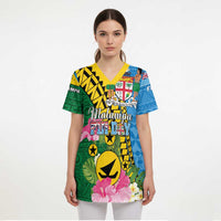 Personalised Malampa Fiji Day Scrub Top Tropical Tapa Pattern - Polynesian Pride