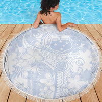 Samoa White Sunday Beach Blanket Plumeria Floral