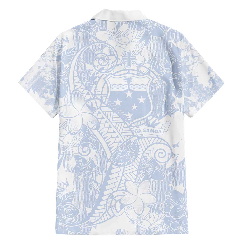 Samoa White Sunday Family Matching Tank Maxi Dress and Hawaiian Shirt Plumeria Floral