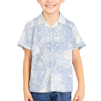 Samoa White Sunday Family Matching Tank Maxi Dress and Hawaiian Shirt Plumeria Floral