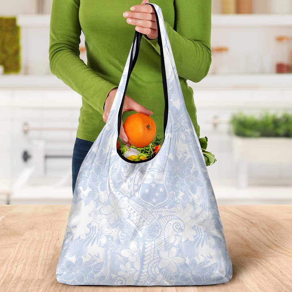 Samoa White Sunday Grocery Bag Plumeria Floral