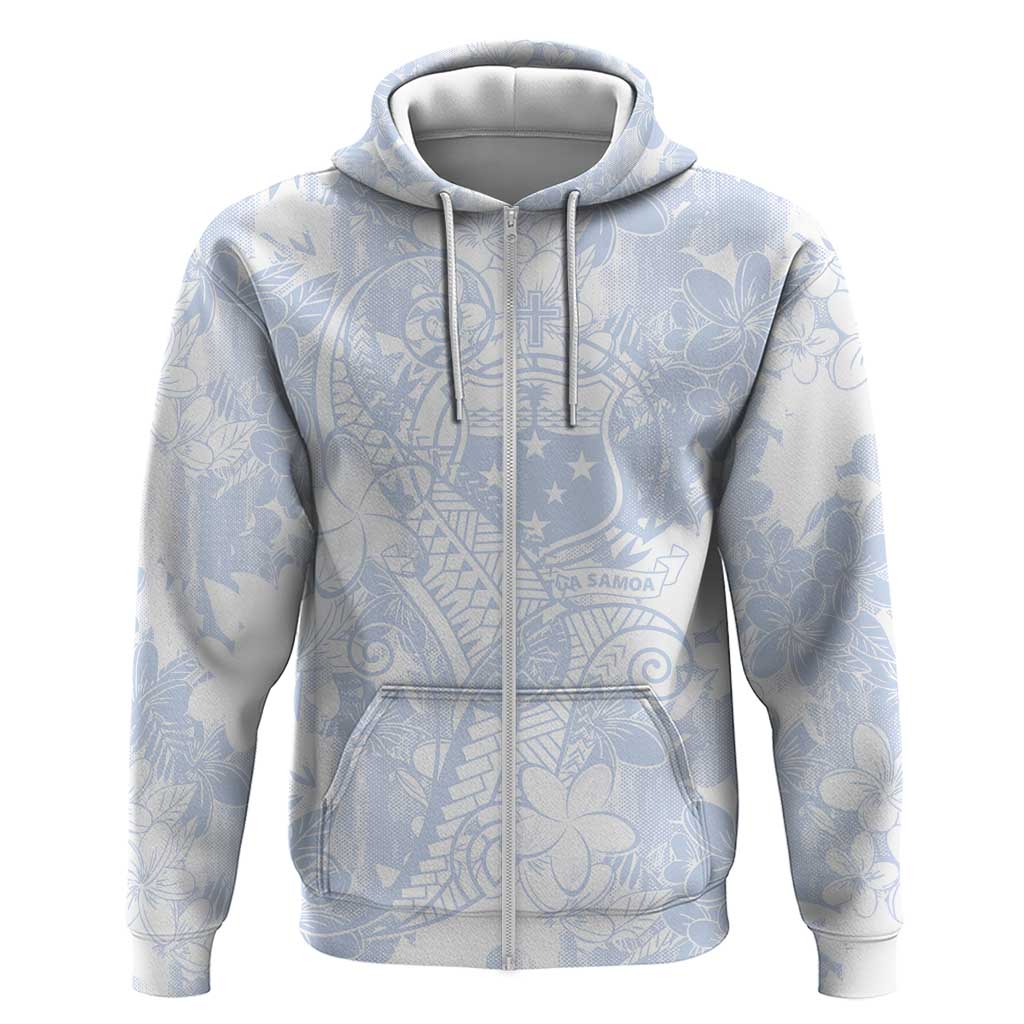 Samoa White Sunday Hoodie Plumeria Floral