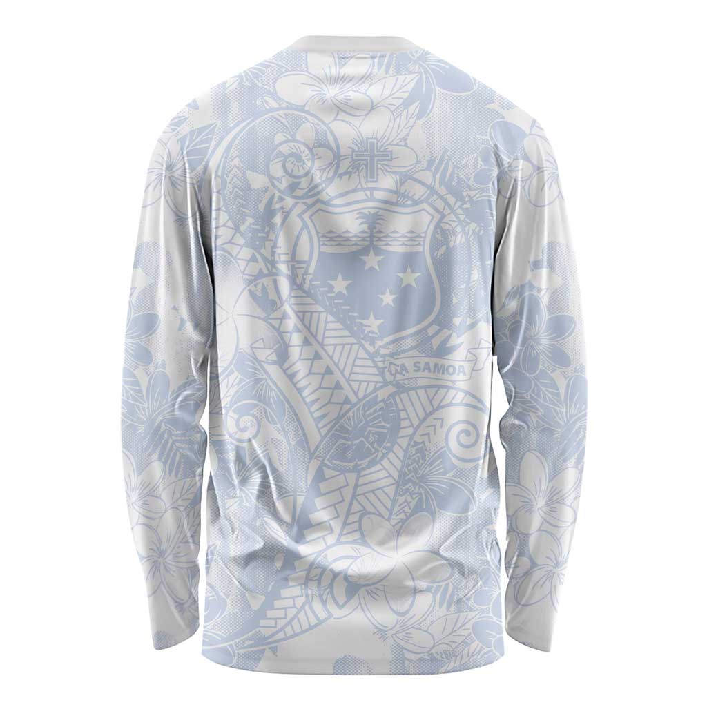 Samoa White Sunday Long Sleeve Shirt Plumeria Floral