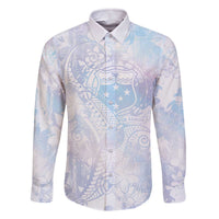 Samoa White Sunday Family Matching Off Shoulder Short Dress and Hawaiian Shirt Sweet Pastel Plumeria Floral