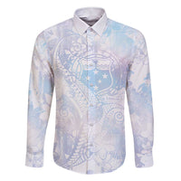 Samoa White Sunday Family Matching Short Sleeve Bodycon Dress and Hawaiian Shirt Sweet Pastel Plumeria Floral