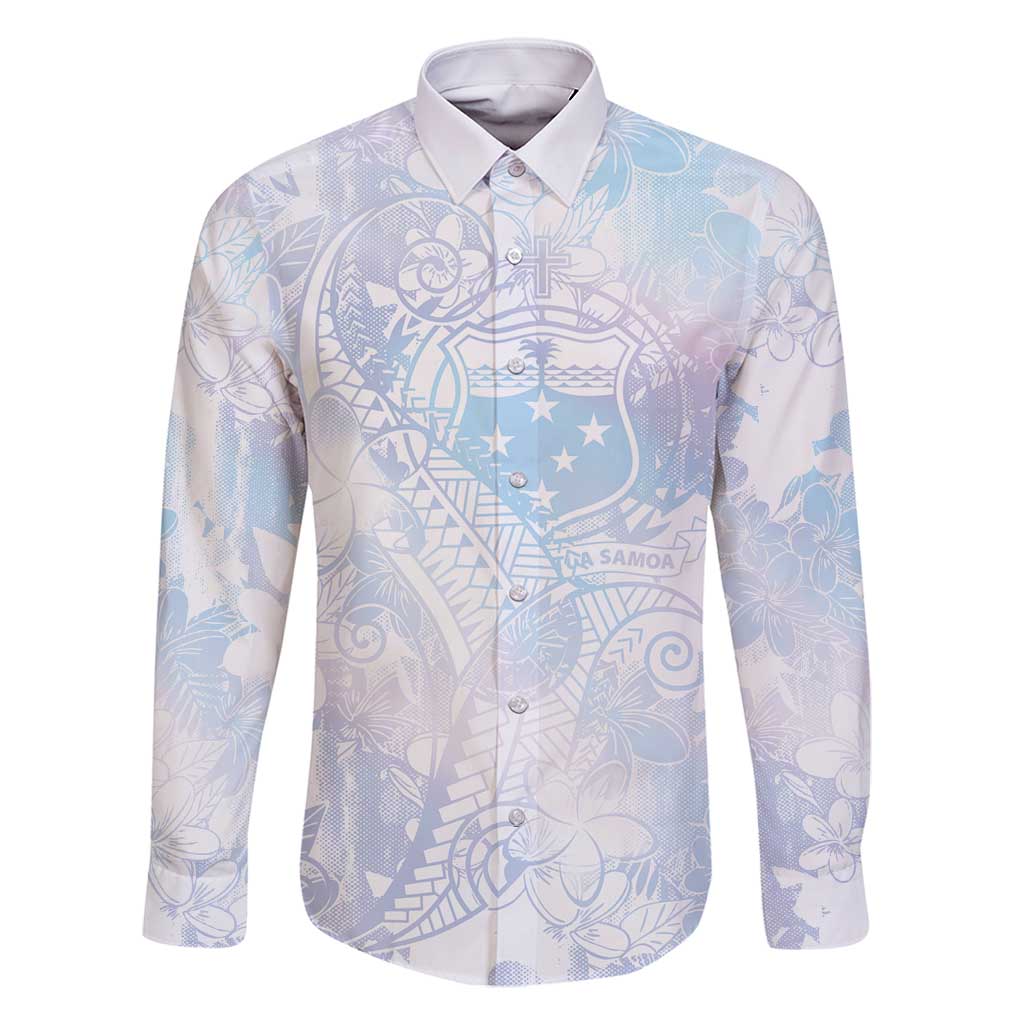 Samoa White Sunday Family Matching Summer Maxi Dress and Hawaiian Shirt Sweet Pastel Plumeria Floral