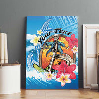 Personalized Aloha Hawaii Skeleton Surfing Canvas Wall Art Tribal Shark Plumeria