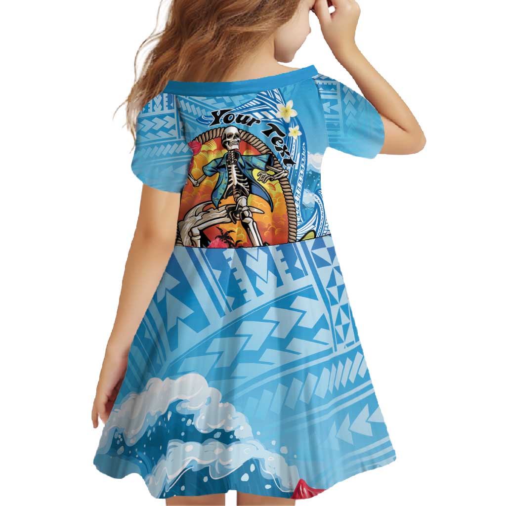 Personalized Aloha Hawaii Skeleton Surfing Family Matching Off Shoulder Maxi Dress and Hawaiian Shirt Tribal Shark Plumeria