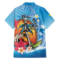 Personalized Aloha Hawaii Skeleton Surfing Family Matching Tank Maxi Dress and Hawaiian Shirt Tribal Shark Plumeria