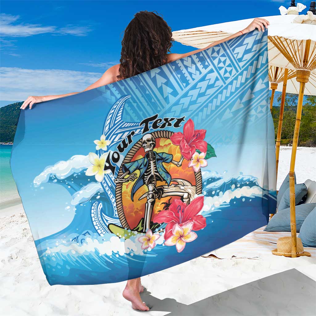 Personalized Aloha Hawaii Skeleton Surfing Sarong Tribal Shark Plumeria