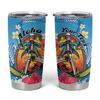 Personalized Aloha Hawaii Skeleton Surfing Tumbler Cup Tribal Shark Plumeria