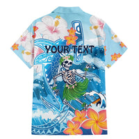 Personalized Hawaii Hula Girl Skeleton Dancing Family Matching Mermaid Dress and Hawaiian Shirt Hibiscus Tribal Shark