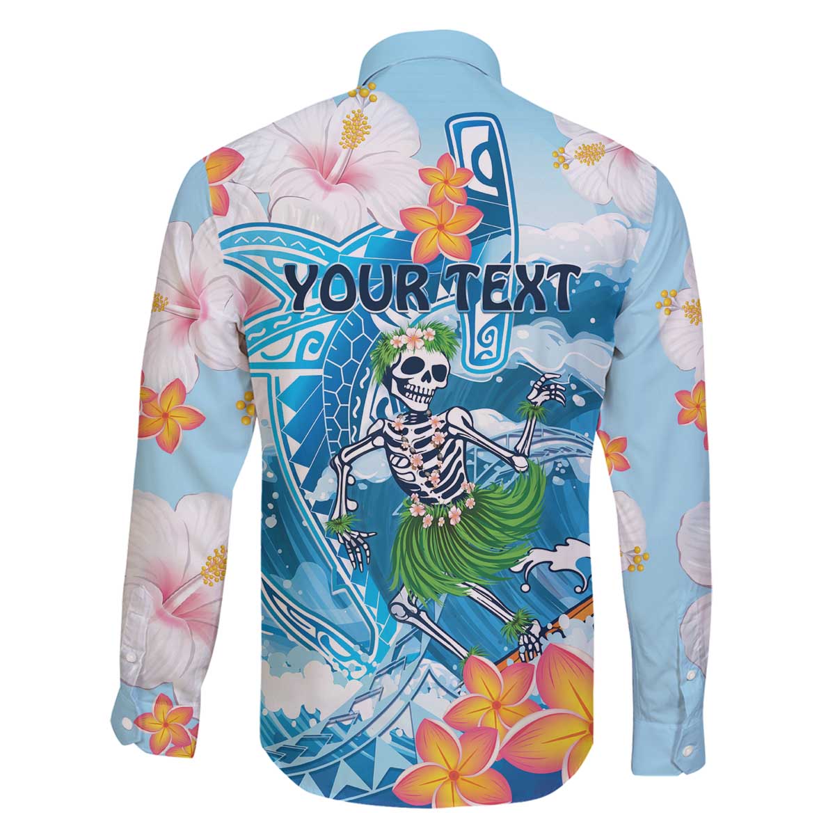 Personalized Hawaii Hula Girl Skeleton Dancing Family Matching Off Shoulder Short Dress and Hawaiian Shirt Hibiscus Tribal Shark