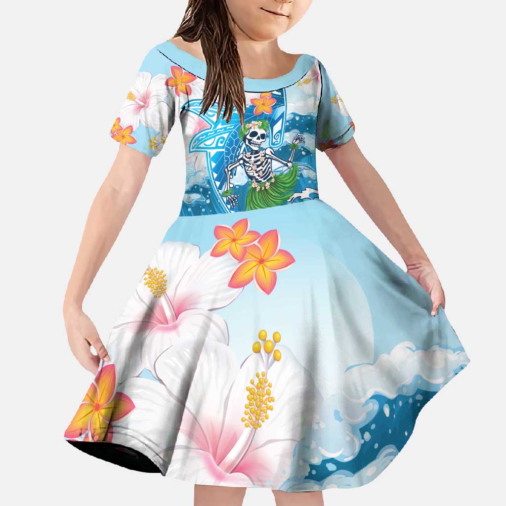 Personalized Hawaii Hula Girl Skeleton Dancing Family Matching Tank Maxi Dress and Hawaiian Shirt Hibiscus Tribal Shark