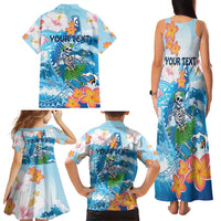Personalized Hawaii Hula Girl Skeleton Dancing Family Matching Tank Maxi Dress and Hawaiian Shirt Hibiscus Tribal Shark