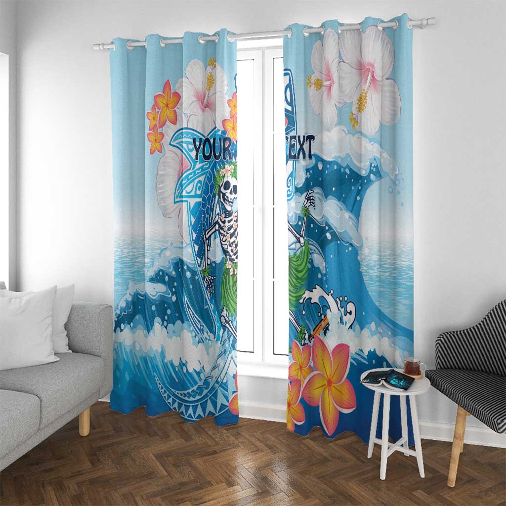 Personalized Hawaii Hula Girl Skeleton Dancing Window Curtain Hibiscus Tribal Shark