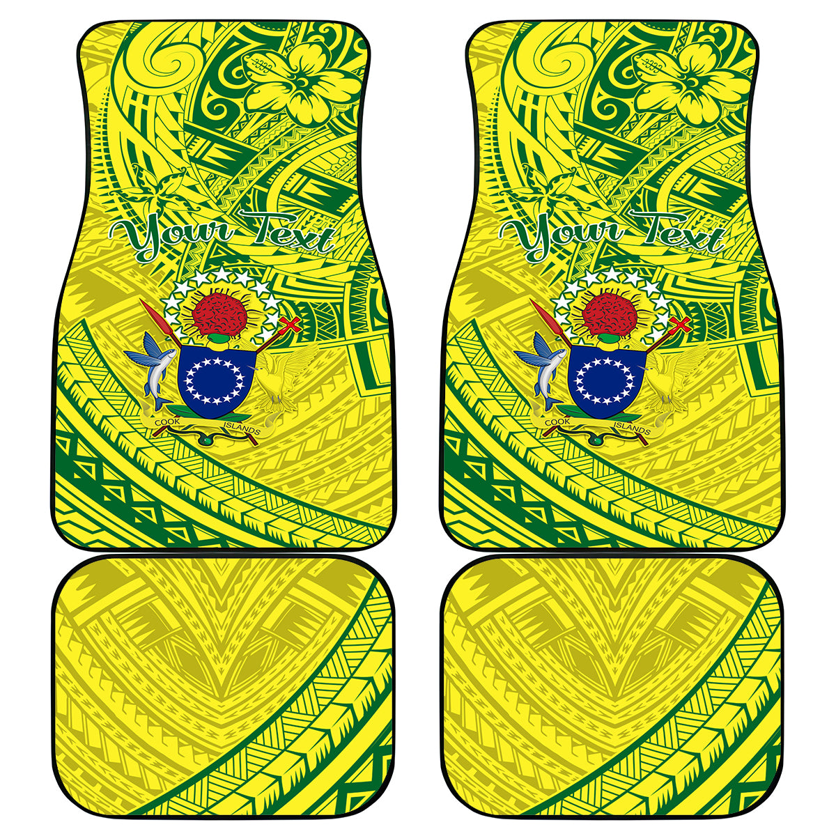 Kia Orana Cook Islands Car Mats Turtle Yellow Green Polynesian Pattern LT01 Green - Polynesian Pride