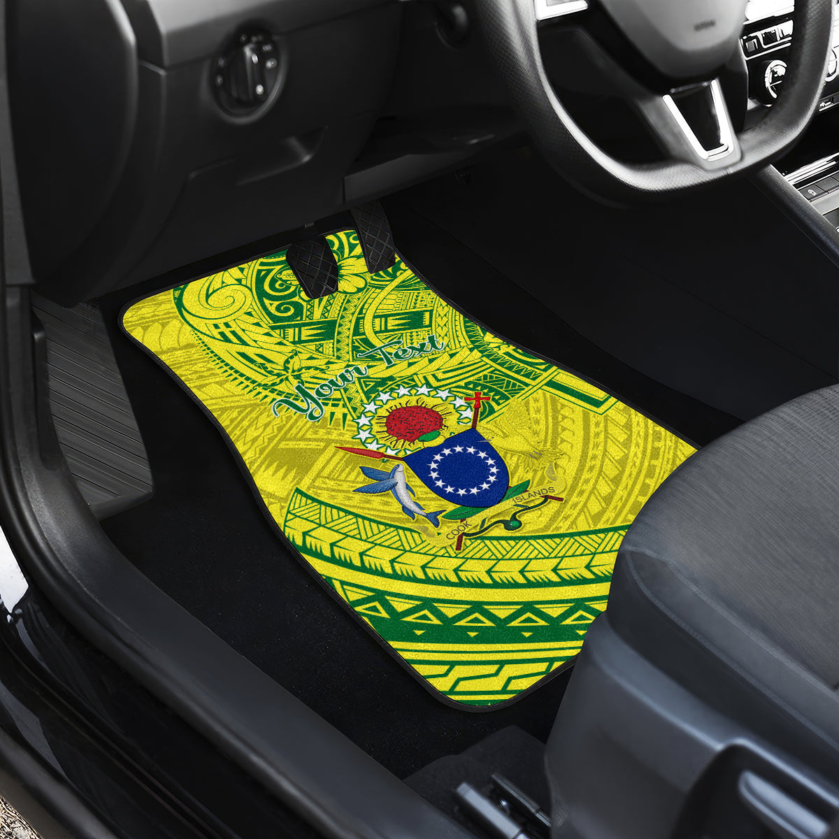 Kia Orana Cook Islands Car Mats Turtle Yellow Green Polynesian Pattern LT01 - Polynesian Pride