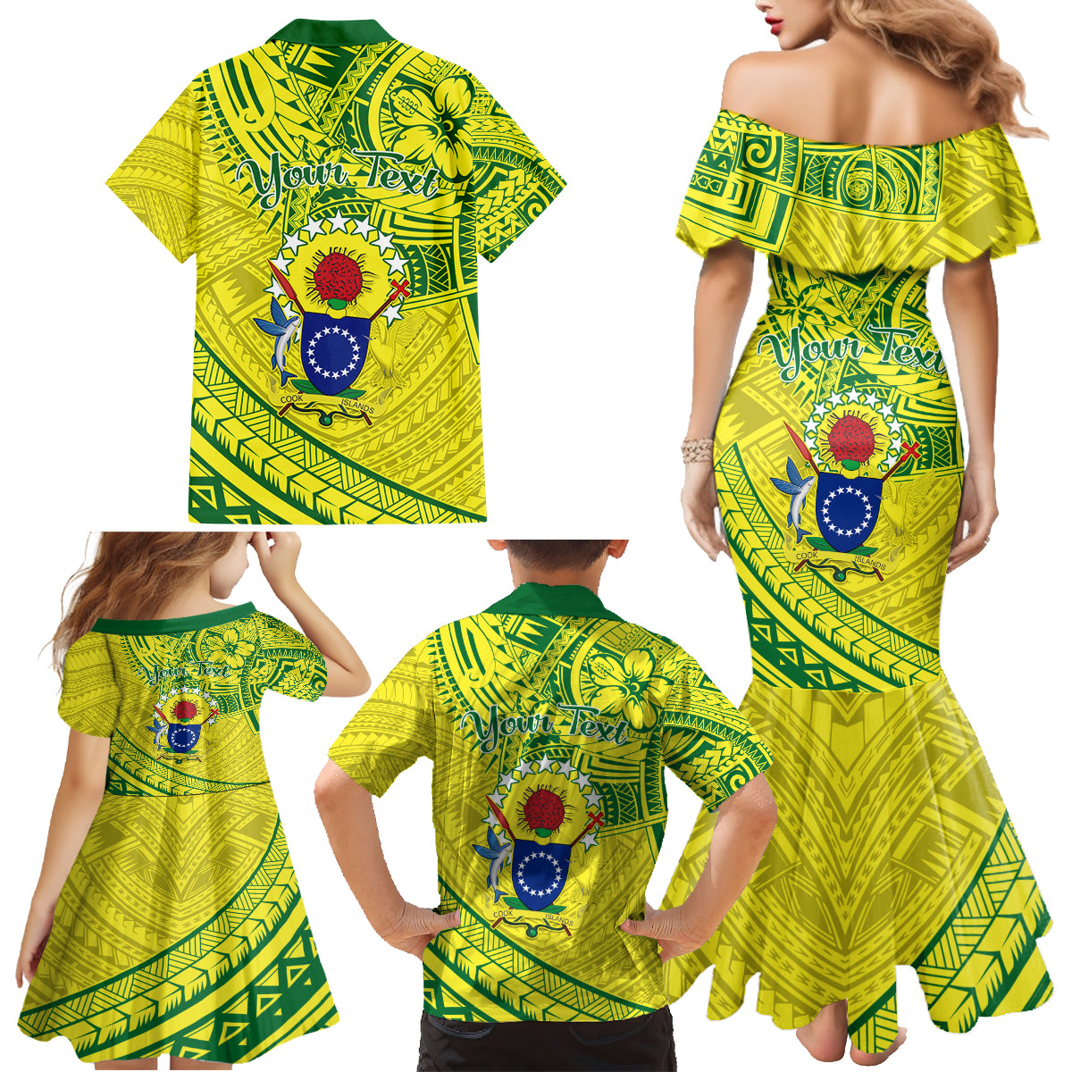 Kia Orana Cook Islands Family Matching Mermaid Dress and Hawaiian Shirt Turtle Yellow Green Polynesian Pattern LT01 - Polynesian Pride