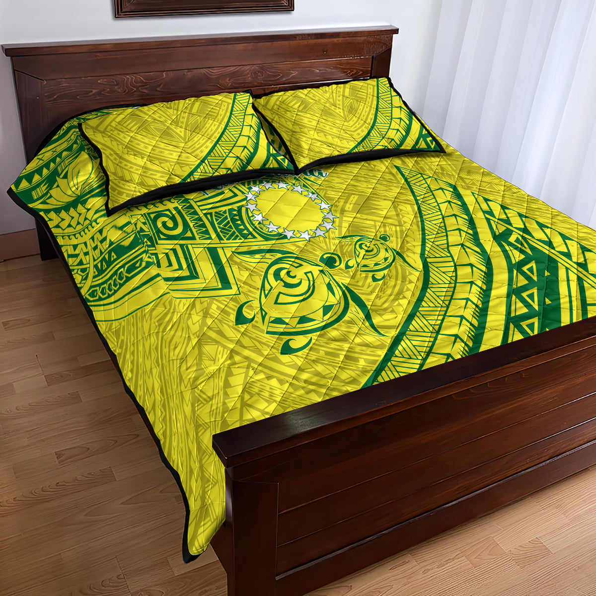 Kia Orana Cook Islands Quilt Bed Set Turtle Yellow Green Polynesian Pattern LT01 - Polynesian Pride