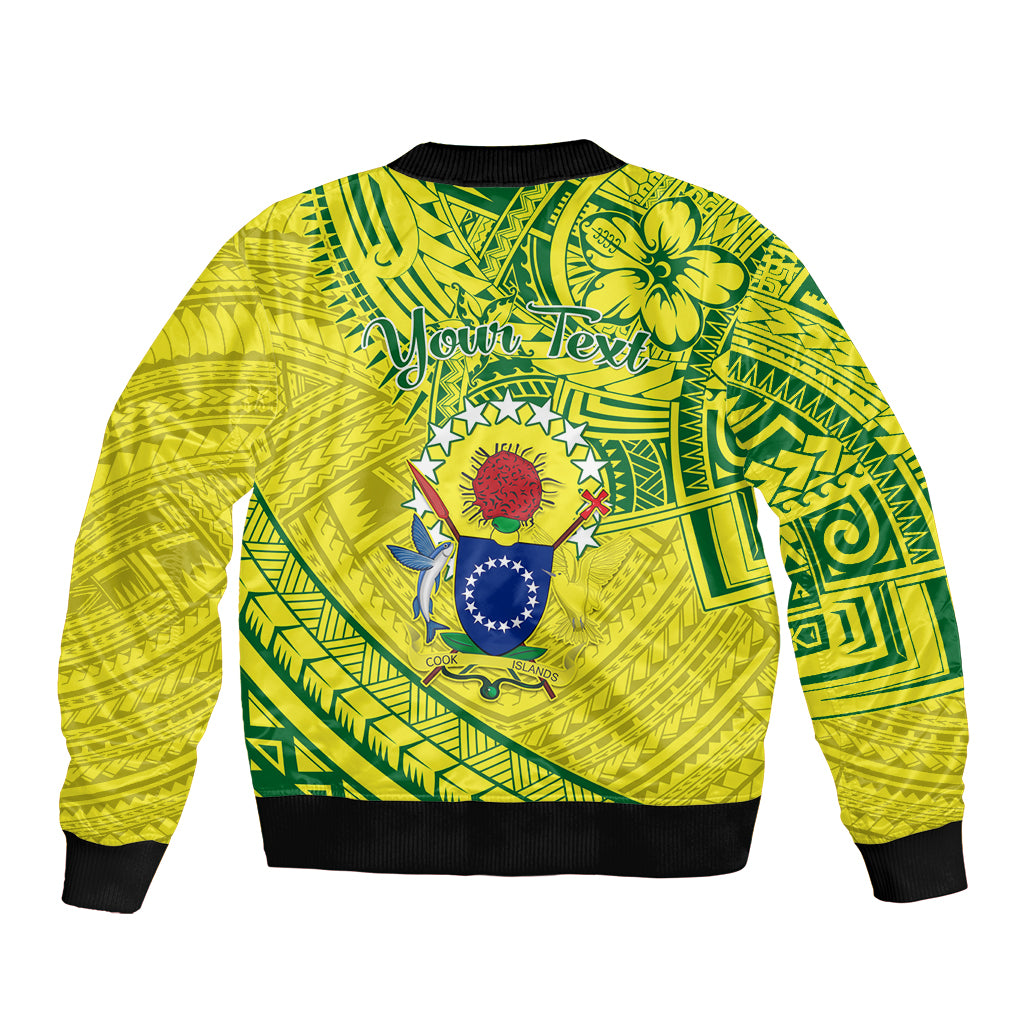 Kia Orana Cook Islands Sleeve Zip Bomber Jacket Turtle Yellow Green Polynesian Pattern LT01 - Polynesian Pride