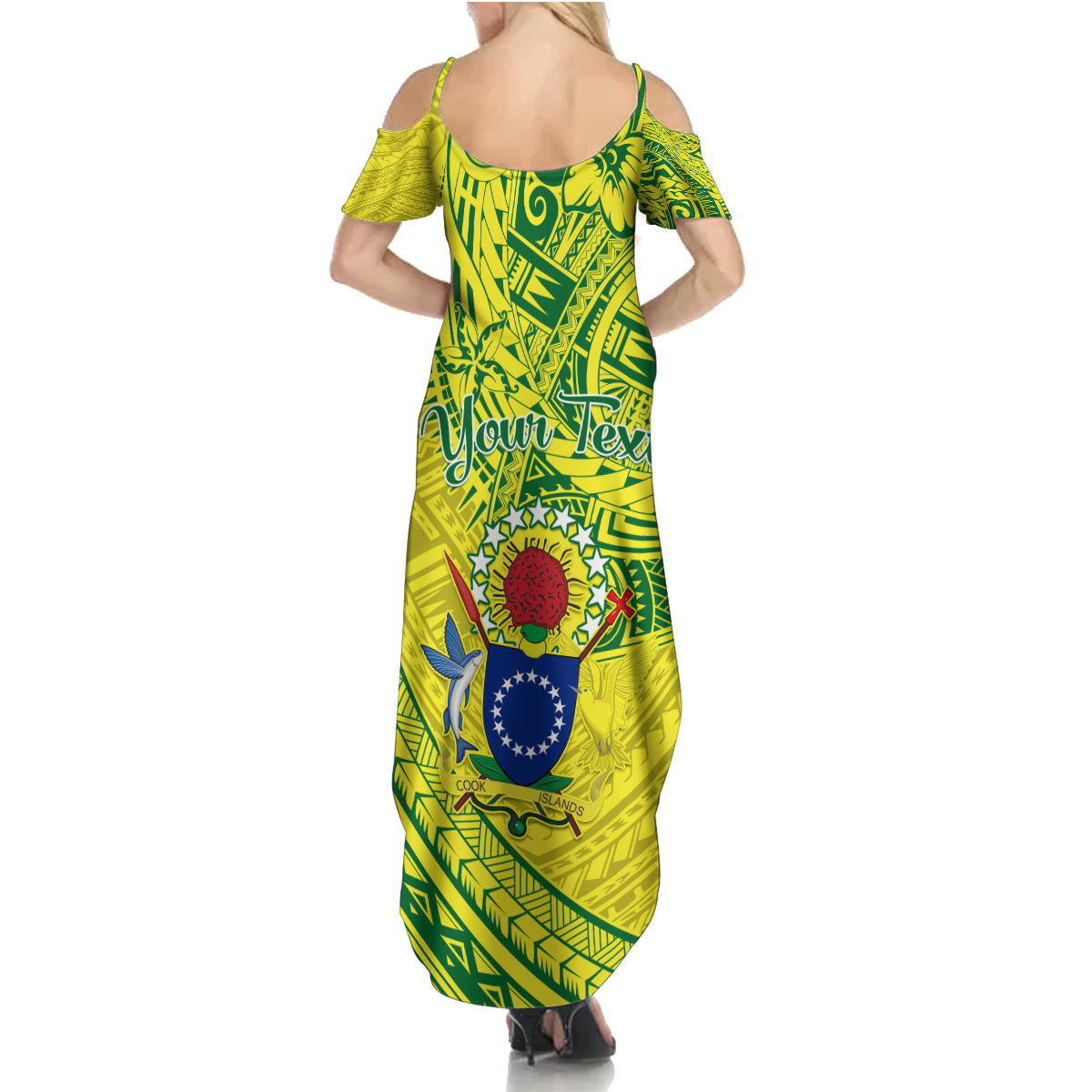 Kia Orana Cook Islands Summer Maxi Dress Turtle Yellow Green Polynesian Pattern LT01 - Polynesian Pride