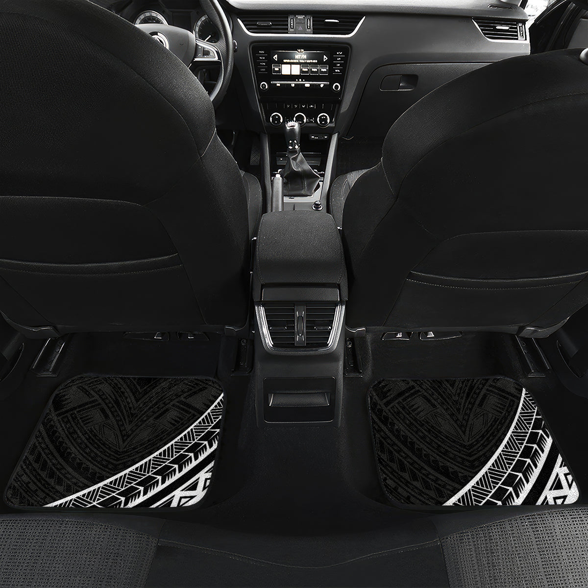 Kia Orana Cook Islands Car Mats Circle Stars With Floral White Pattern LT01 - Polynesian Pride