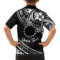 Kia Orana Cook Islands Kid Hawaiian Shirt Circle Stars With Floral White Pattern LT01 - Polynesian Pride