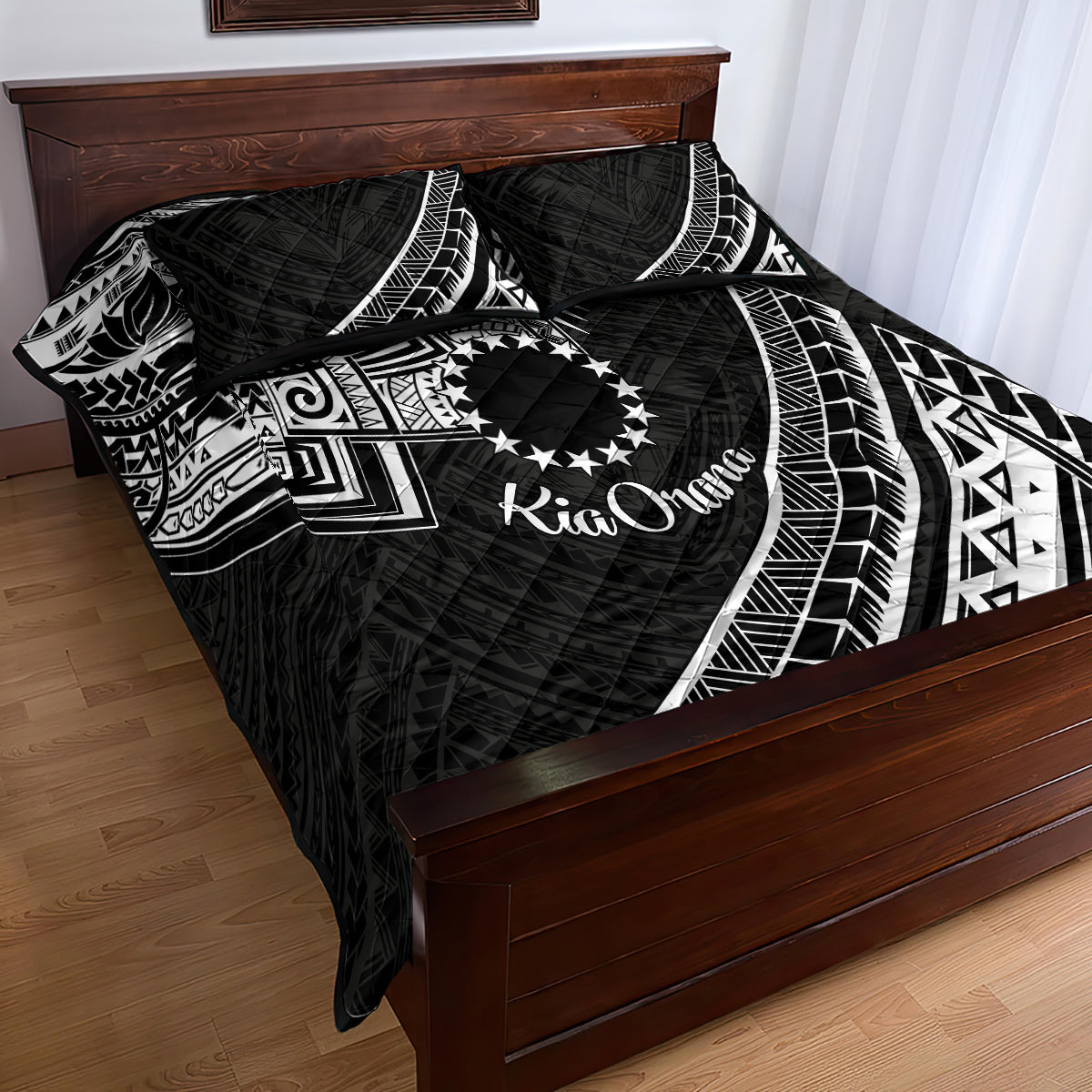 Kia Orana Cook Islands Quilt Bed Set Circle Stars With Floral White Pattern LT01 - Polynesian Pride