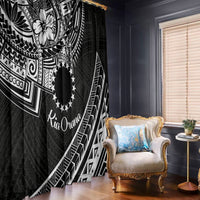 Kia Orana Cook Islands Window Curtain Circle Stars With Floral White Pattern LT01 - Polynesian Pride
