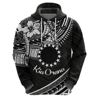 Kia Orana Cook Islands Zip Hoodie Circle Stars With Floral White Pattern LT01 - Polynesian Pride
