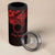 Kia Orana Cook Islands 4 in 1 Can Cooler Tumbler Circle Stars With Floral Red Pattern