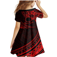 Kia Orana Cook Islands Family Matching Mermaid Dress and Hawaiian Shirt Circle Stars With Floral Red Pattern LT01 - Polynesian Pride