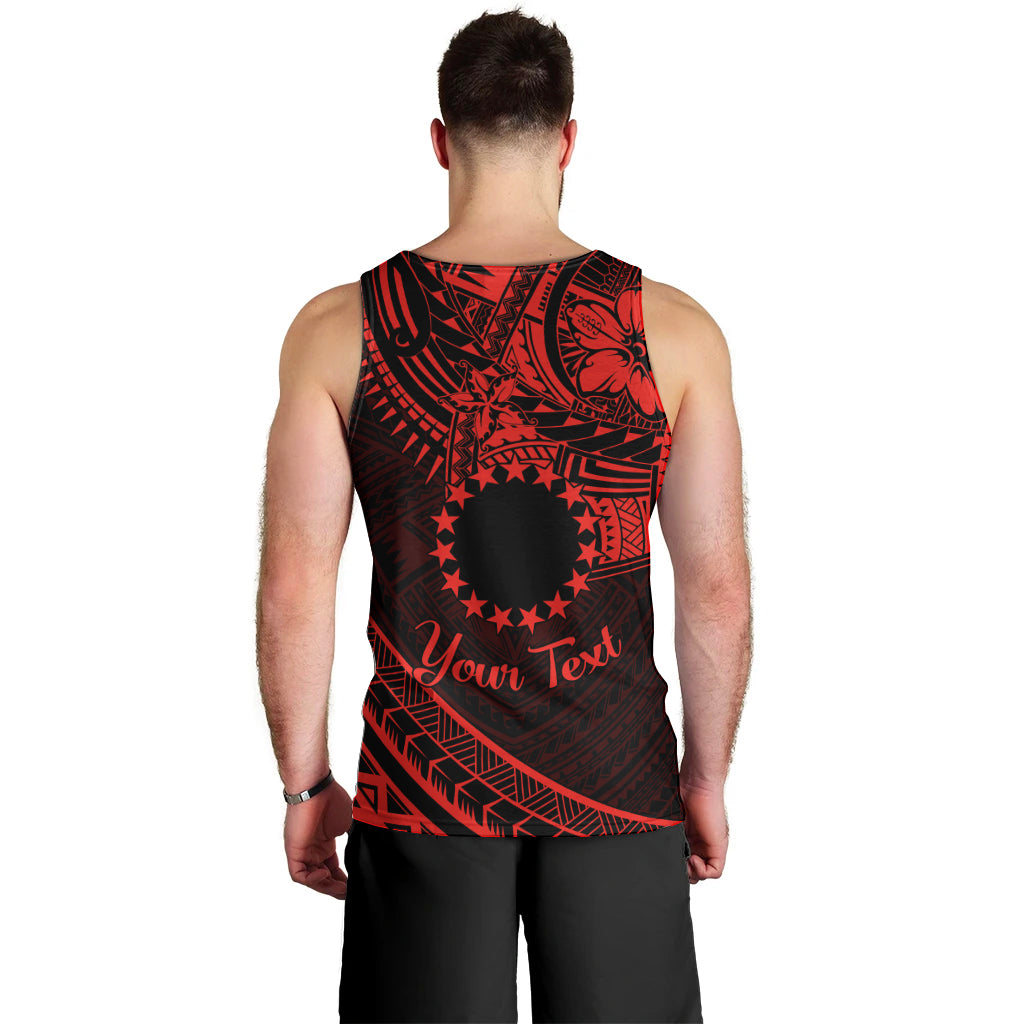 Kia Orana Cook Islands Men Tank Top Circle Stars With Floral Red Pattern LT01 - Polynesian Pride