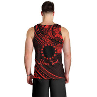 Kia Orana Cook Islands Men Tank Top Circle Stars With Floral Red Pattern LT01 - Polynesian Pride