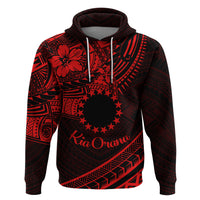 Kia Orana Cook Islands Zip Hoodie Circle Stars With Floral Red Pattern LT01 Pullover Hoodie Red - Polynesian Pride