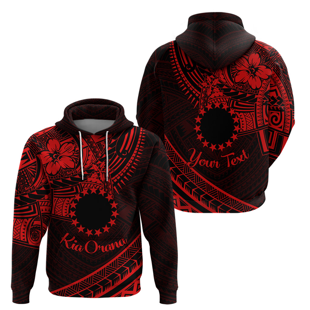 Kia Orana Cook Islands Zip Hoodie Circle Stars With Floral Red Pattern LT01 - Polynesian Pride