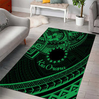 Kia Orana Cook Islands Area Rug Circle Stars With Floral Green Pattern LT01