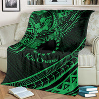 Kia Orana Cook Islands Blanket Circle Stars With Floral Green Pattern LT01
