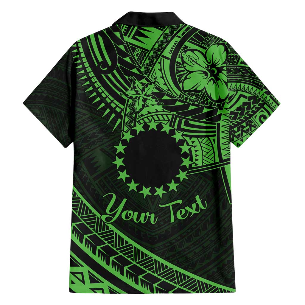 Kia Orana Cook Islands Family Matching Tank Maxi Dress and Hawaiian Shirt Circle Stars With Floral Green Pattern LT01